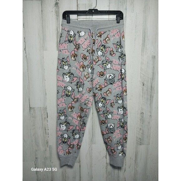TOM & JERRY Gray Jogger SWEATPANTS Novelty Lounge Wear Pants Women's Size Medium - Picture 1 of 5